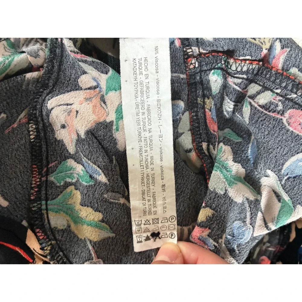 Zara Trafaluc Zebra Tropical Print Tapered Pants‎ Orange Piping Black Small